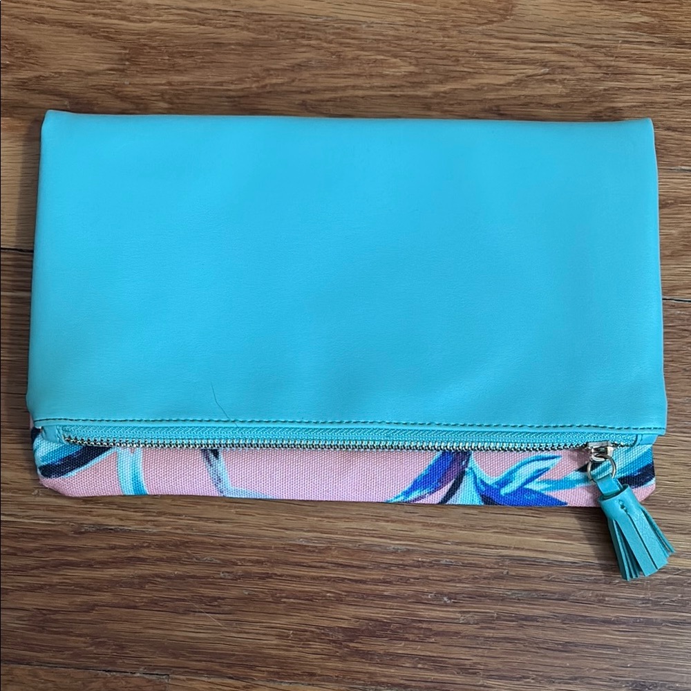 Blue and Pink Clutch with Modern Minimalist Design